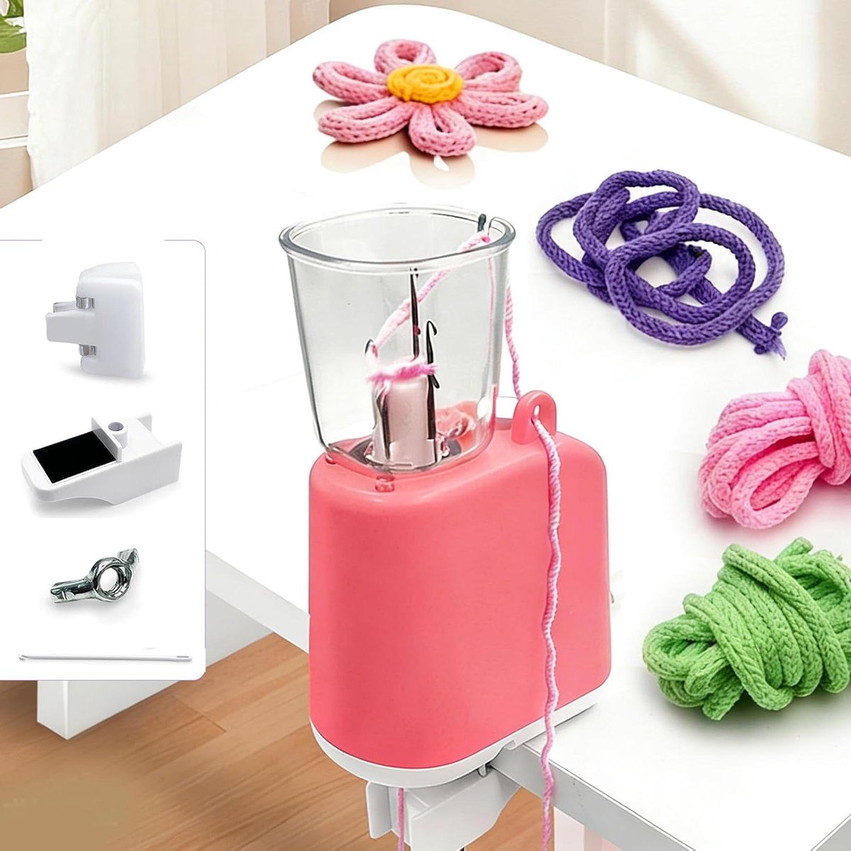 Breimachine Elektrisch - Automatisch Haken - DIY Knutselen - Efficiënt Breien - 6 Stuks - Roze