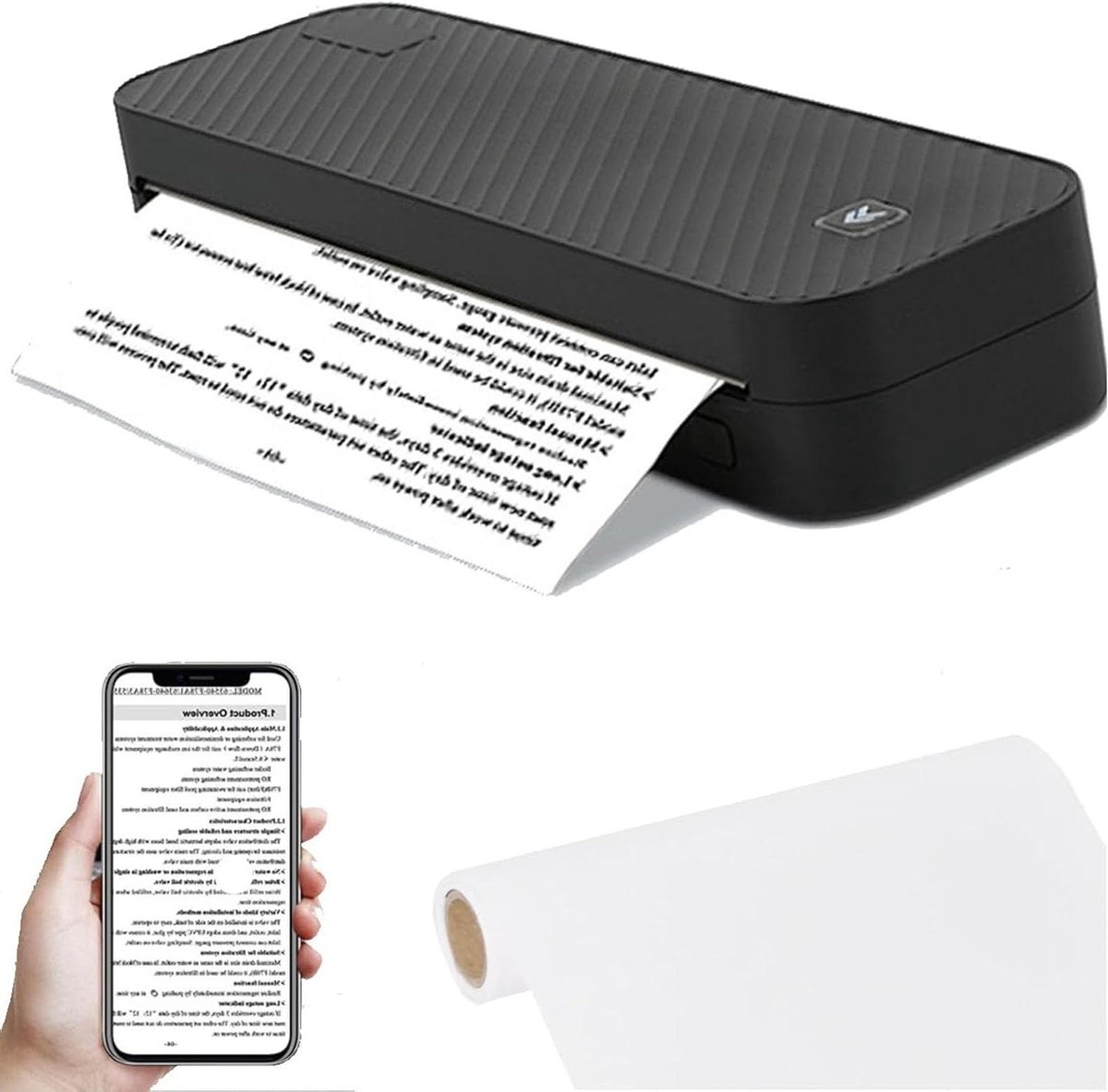 Draagbare Inktloze Printer - Mobiele Printer A4 - Kantoor Printwerk - 300 DPI Hoge Resolutie - 26.5x8x4.5CM - Zwart