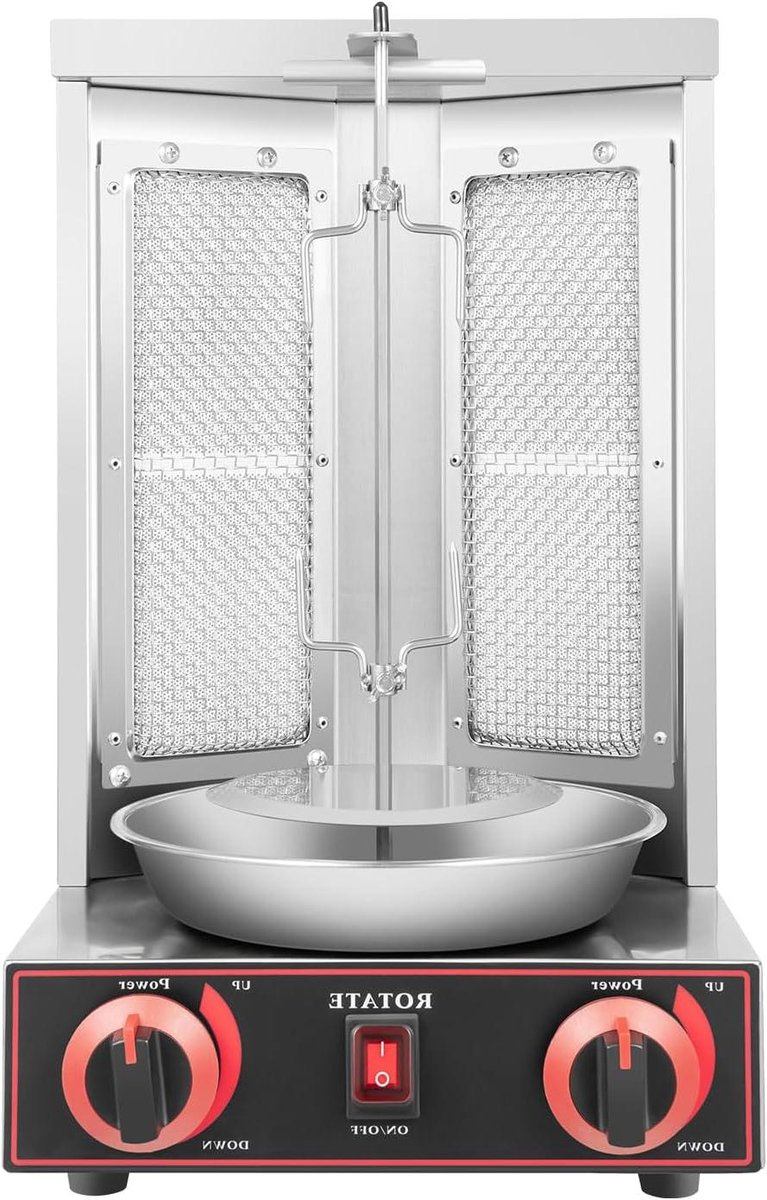 Verticale Grill - Doner Machine - Vlees Grillen - 360 Graden Rotatie - 8 kg Capaciteit - Zilver