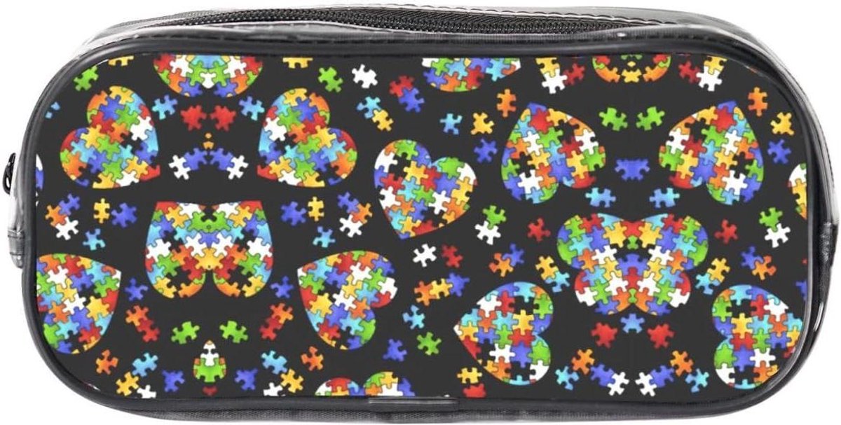 Transparant Etui Hartvormig - Pennenetui Opbergtas - Spullen Organiseren - Doorzichtig PVC Materiaal - 22 x 10.5 x 4 cm