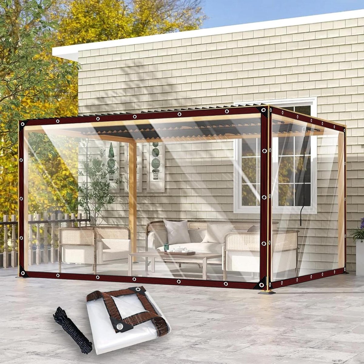 Afdekzeil Transparant - Waterdicht Doek - Tuin Beschermen - Versterkte Ogen - 300 x 500 cm - Transparant