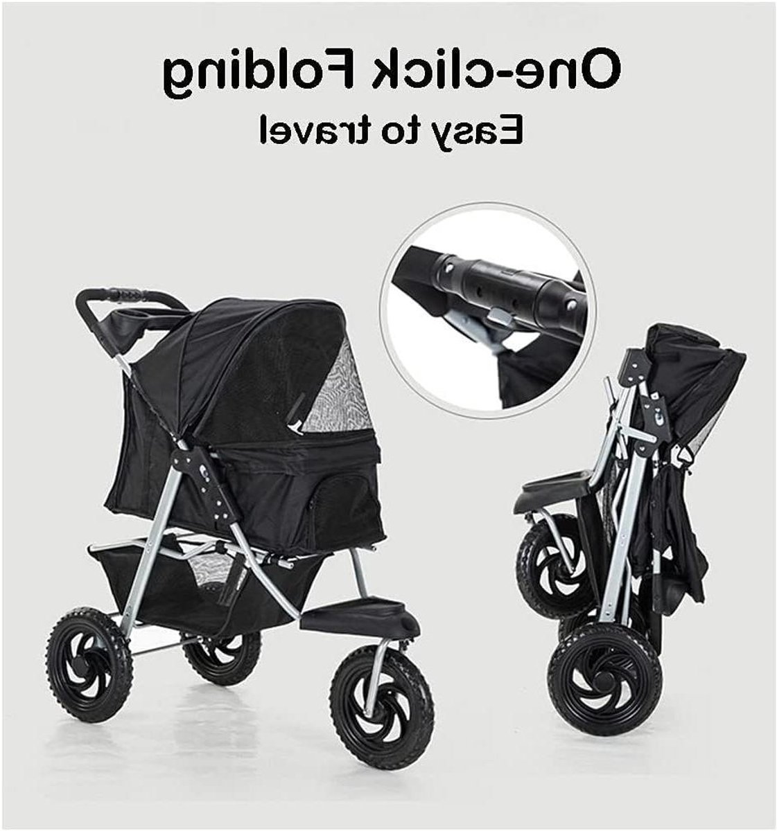 Hondenbuggy 3 Wielen - Dierenwagen Kinderwagen - Dieren Vervoeren - Afneembare Draagmand - Tot 25 kg - Grijs