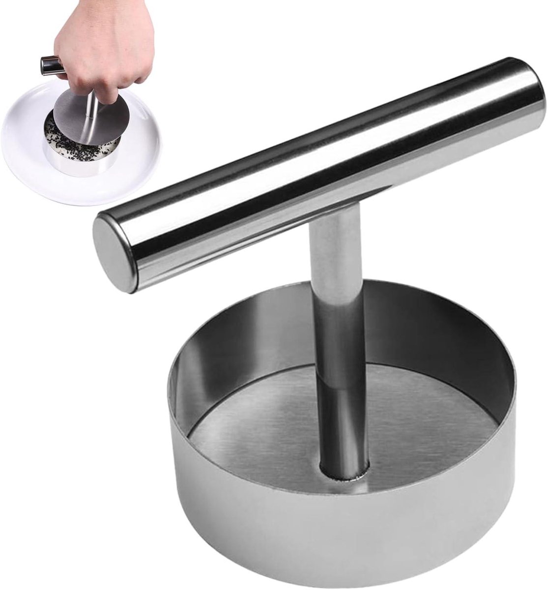 Stainless Steel Burger Press - Stainless Steel Manual Burgers Maker | Cast Iron Burger Press, Non-Stick Smash Tool, Ergonomic Handle, Multi-Function Kitchen Gadget Flat Top Grill