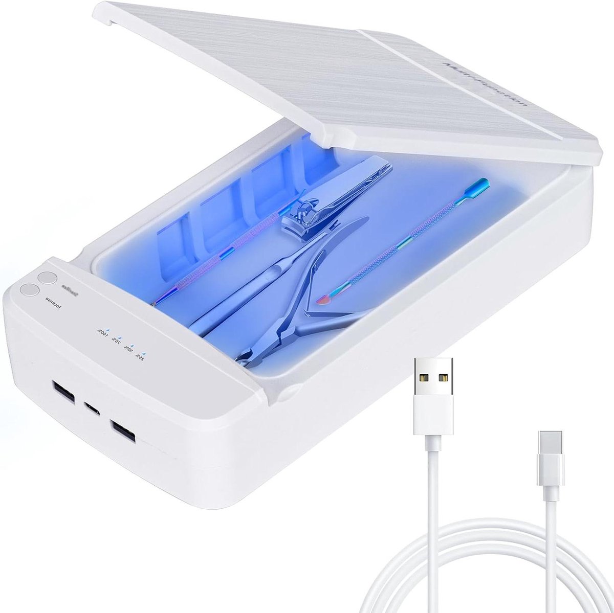 Nagelgereedschap Cleaner Box - Reinigingsmachine manicure - Gereedschap Hygiënisch Houden - Met Blauw Licht