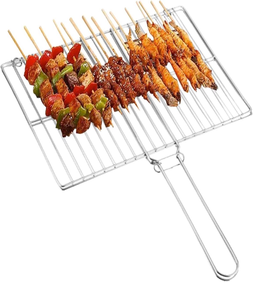 Grillmand - Barbecue mand - Vis grillen - Roestvrij staal - 41 x 346 cm - Zilver
