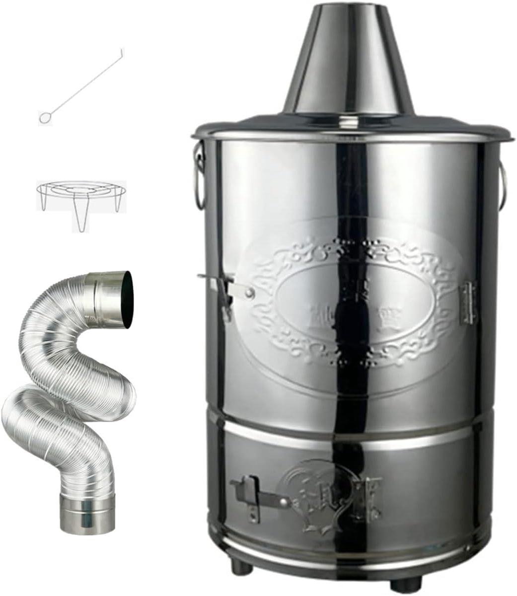 Tuinverbrandingsoven - Roestvrijstaal - Afval Verbranden - Volledige Verbranding - 44 x 44 x 66 cm - Zilver