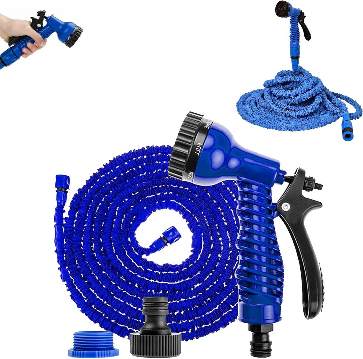 Tuinslang Uitrekbaar - Flexibele Slang - Planten Water Geven - Zeven Functies - 30 Meter - Blauw