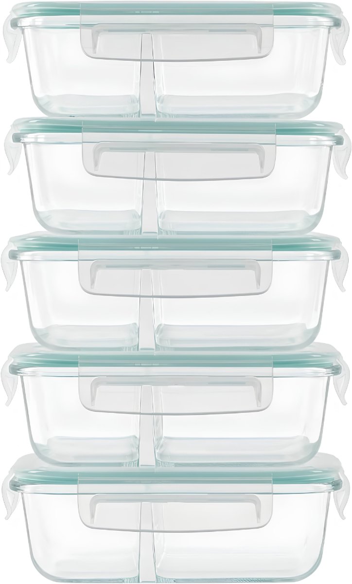 AHD® Diepvriesbakjes - Vershoudbakjes - Magnetron Bakjes Met Deksel - Turkoois Groen - 18cm x 13cm x 6cm