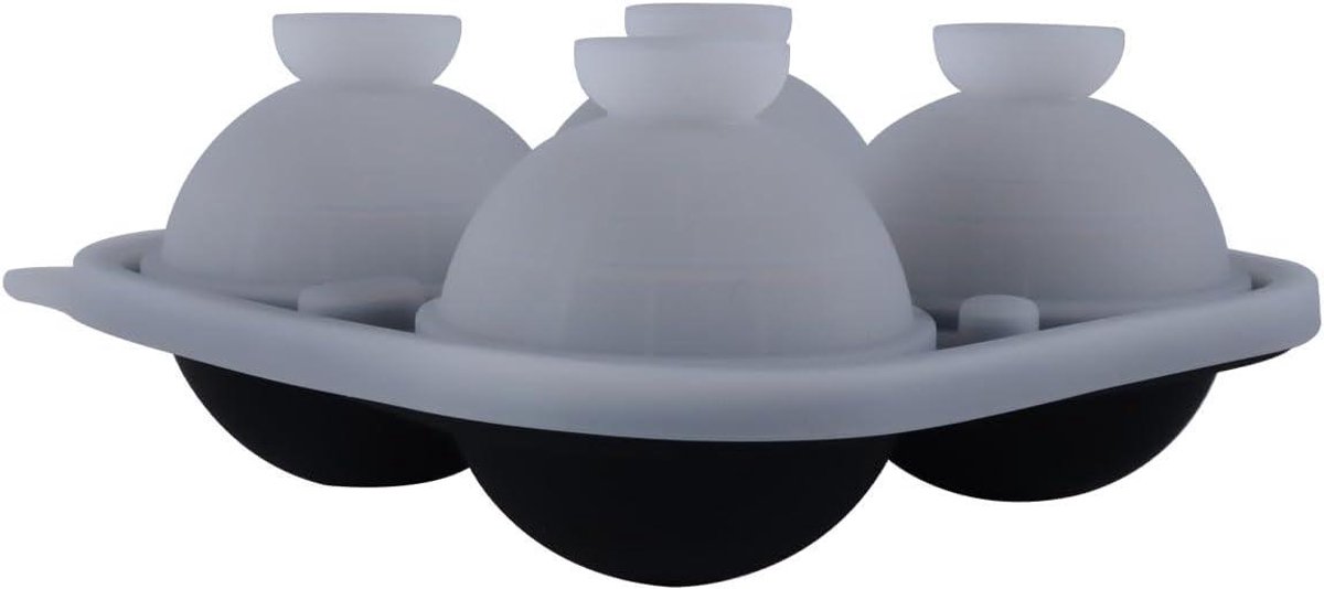 IJsbal Maker - Siliconen Mal - Drank Koelen - Vier Ballen Tegelijk - 6 Cm Diameter - Zwart