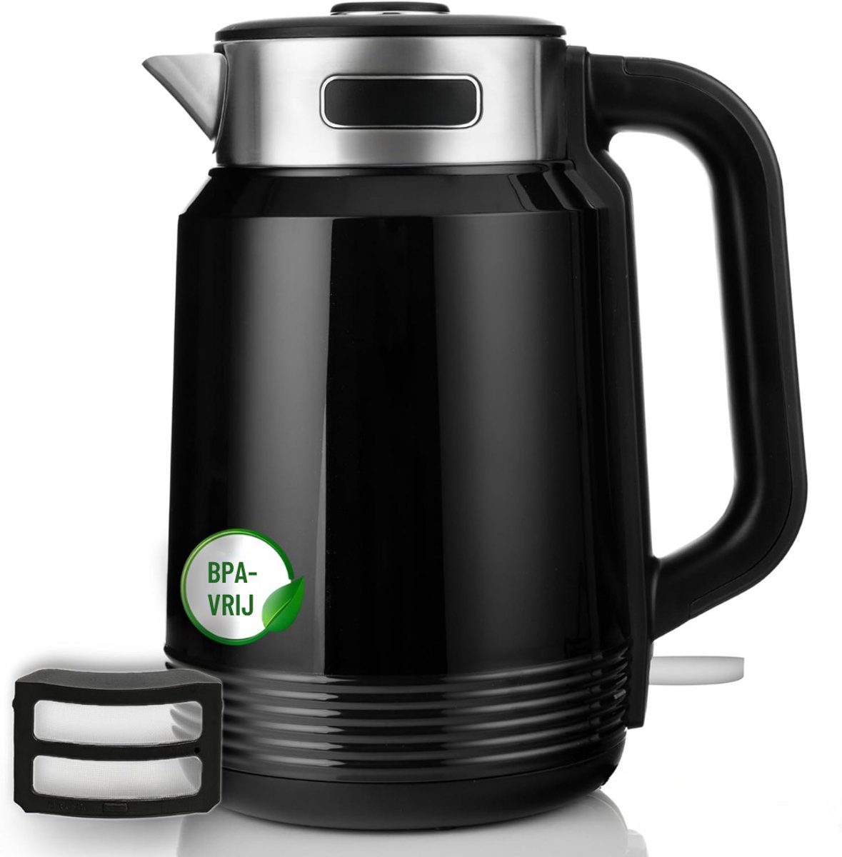 TIM® Waterkoker - Elektrische Waterkoker - Waterkoker RVS - Waterkoker - Zwart - 22cm x 16cm x 27cm