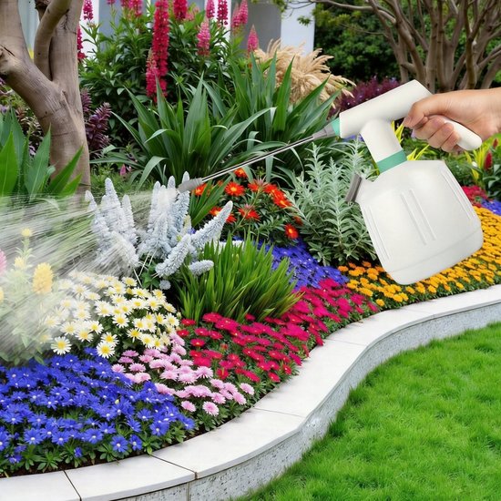 Elektrische Sproeier - Tuinsproeier - Drukspuit - Oplaadbare Sproeifles 2L - Verlengstang van 22 cm - Dubbele Sproeistanden & Verlengstuk - 1200mAh USB-C - Voor Tuin, Schoonmaak & Planten — afbeelding 5