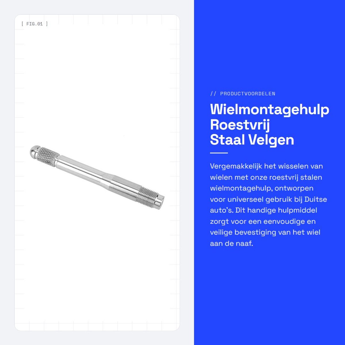 Dailygoods- Wielmontagehulp Roestvrij Staal - Universeel voor Duitse Auto's - M14 x 1,5 - 1 Stuk - Ideaal voor Wielvervanging - Gekarteld Uiteinde - Wielhulp
