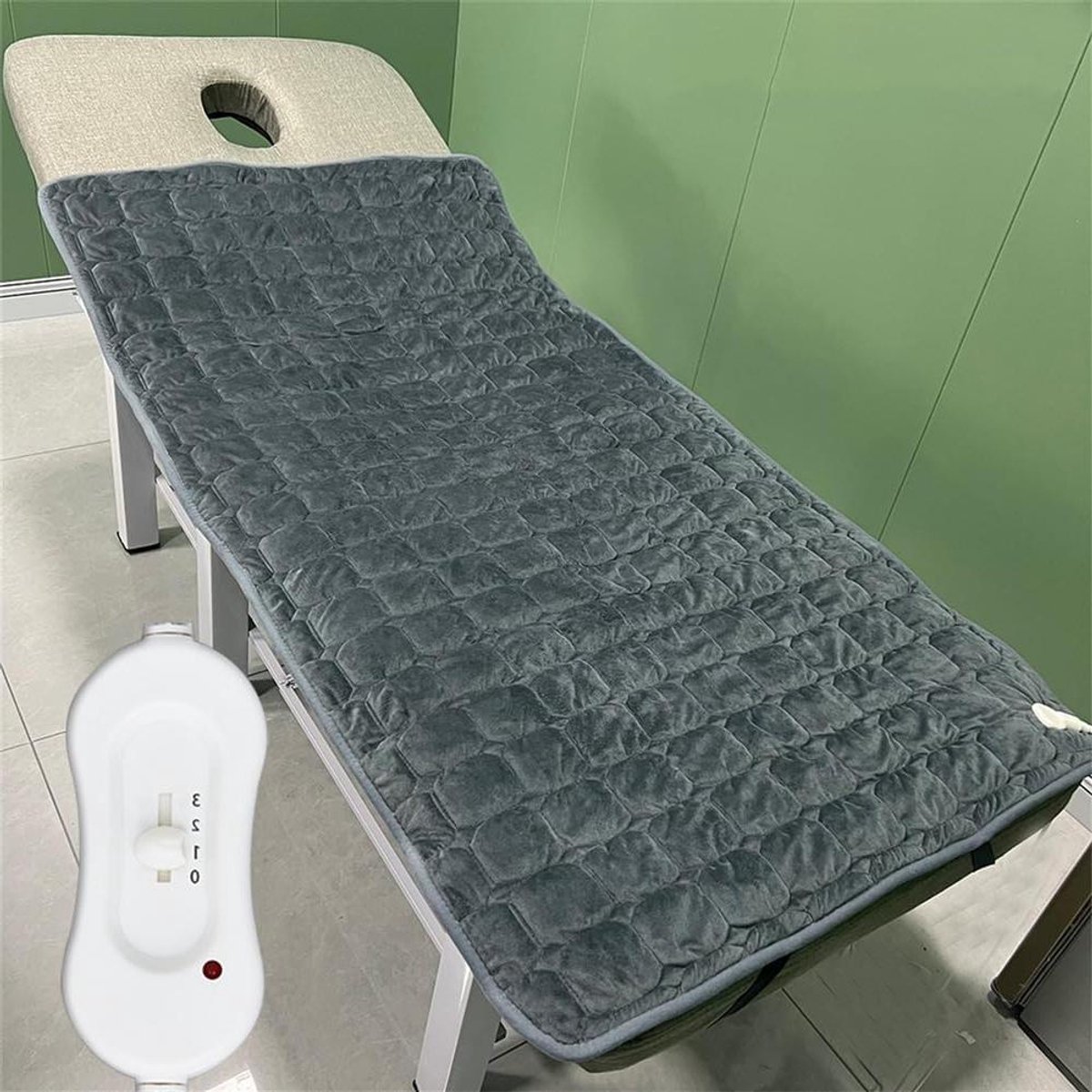 Elektrische Deken - Massage Bed Verwarmer - Comfortabele Massage - Gelijkmatige Warmte - 150x80 cm - Grijs