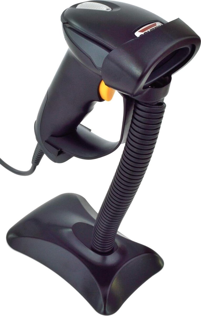 CCD Barcode Scanner, Reader, Barcode Reader, Hand Scanner, Virtuos HT-310A, Long Range, USB (Keyboard/RS-232 Emulation), with Stand, Black