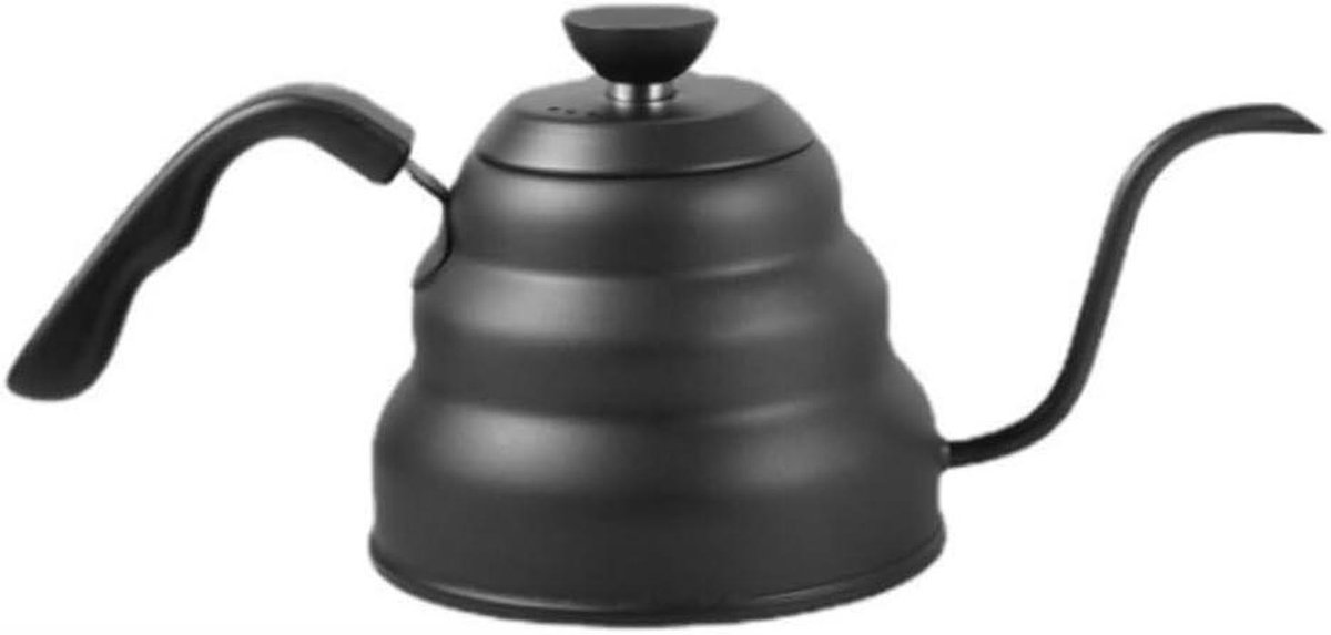 Waterkoker Met Fluitje - Koffiepot Theepot - Water Koken - Unieke Gootsteennek Uitloop - 1 Liter - Zwart