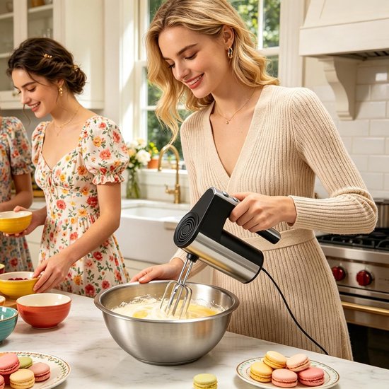 Handmixer voor het Bakken - Antislip handgereedschap om brooddeeg en slagroom te kloppen - Hand Mixer voor het bakken van cakes,Ideaal Voor Drukke Ouders En Evenementen — afbeelding 3