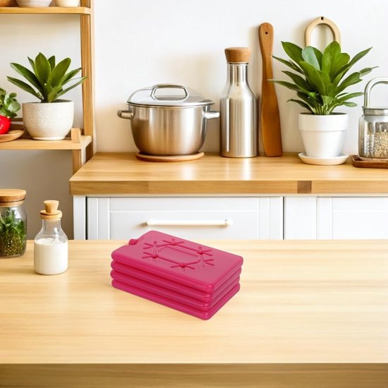 Herbruikbare IJsblokken - Koelaccu Slank - Lunchbox Koelen - Lekvrij Ontwerp - 4 Stuks - Rooskleurig — afbeelding 3