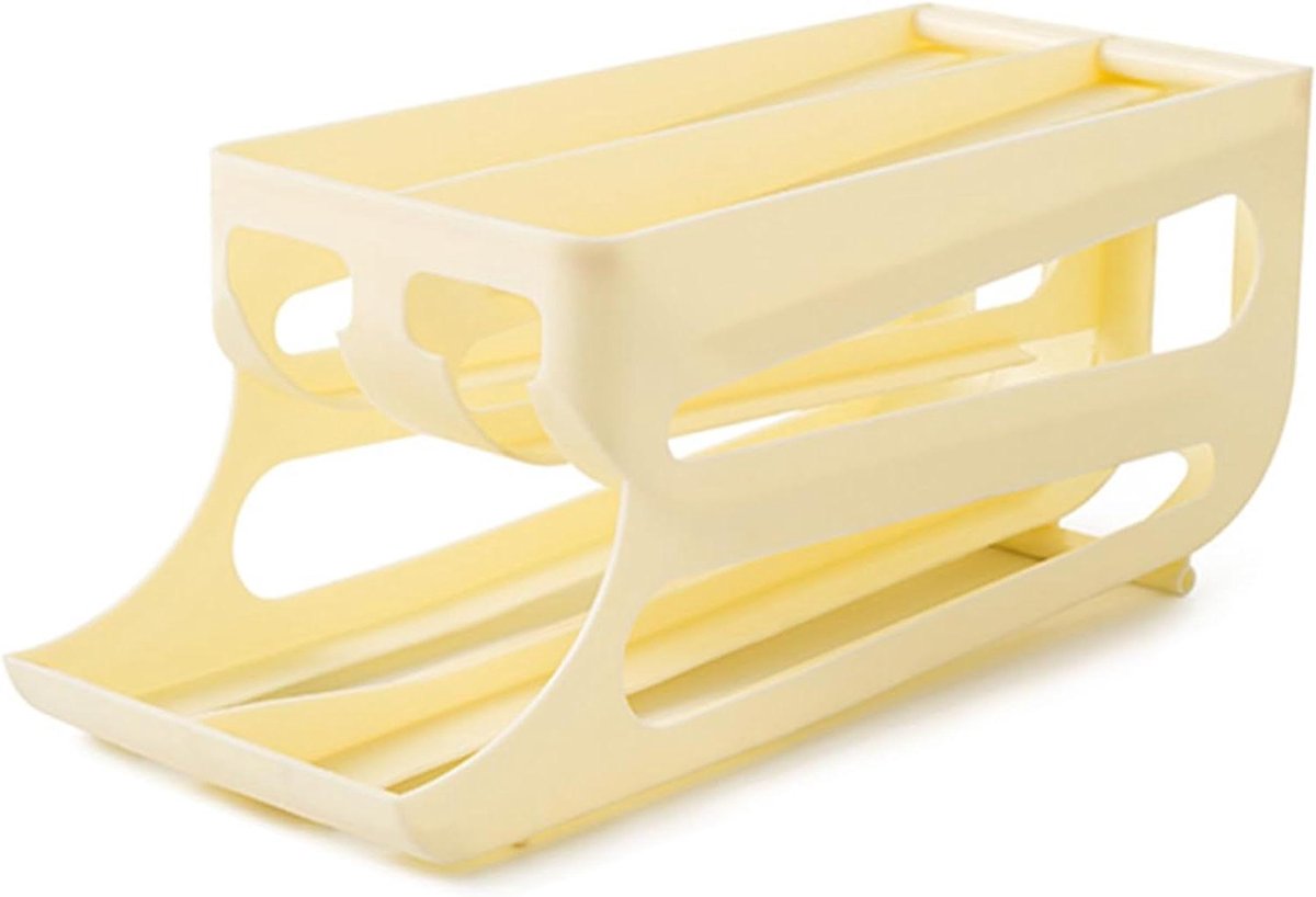 Eieropslag Koelkast - Eier Dispenser - Keuken Organiseren - Automatisch Rolontwerp - 36 x 13.6 x 13.6 cm - Beige Geel