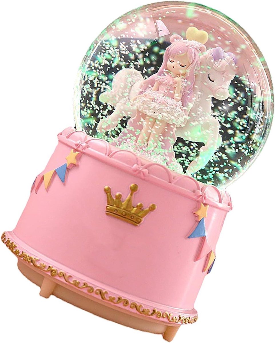 Muziekdoos Sneeuwvlok - Decoratief Ornament - Huis Decoratie - Automatische Sneeuwval - 10 x 10 x 16 cm - Transparant