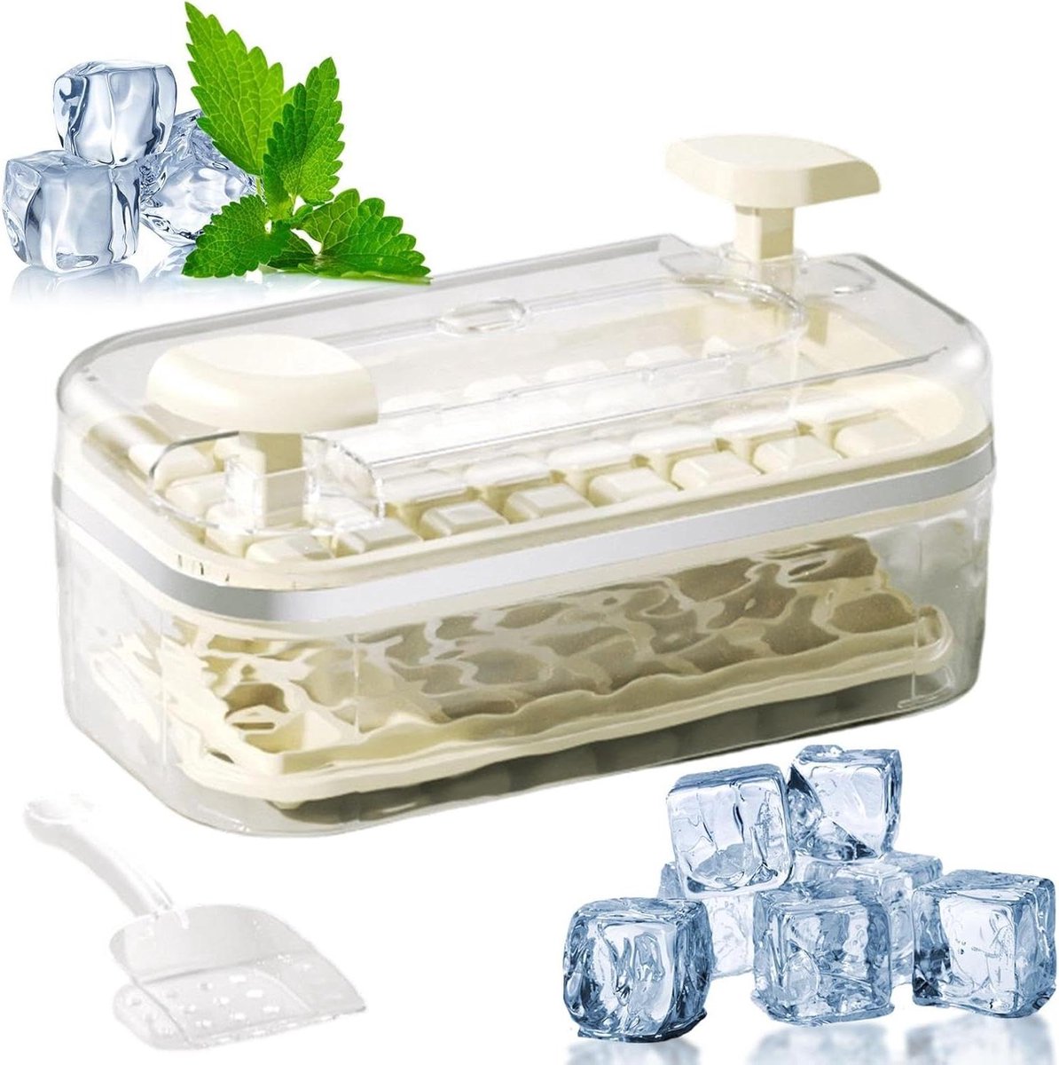IJslade met deksel - Ijsklontjesmaker - Dranken Koelen - Stapelbaar en hygiënisch - 24x10.5x13 cm - Romig