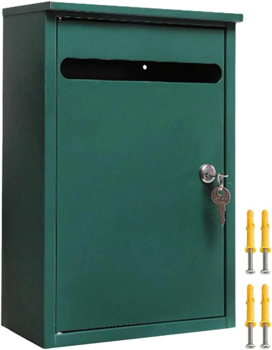 Brievenbus Muur - Postbak - Post Ontvangen - Roestvrij Iron Materiaal - 36cm Hoog - Groen