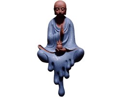 Boeddha beeld Creative Ceramic Buddha Standbeeld, Mediteren Boeddhabeelden Decoratieve handgemaakte, Zen Ornamenten Boeddha Decor for thuiskantoor Verzamelobjecten (Color : Blue)