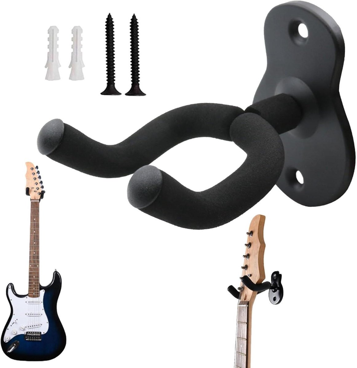 Gitaar Muurhanger - Instrumentenhaak - Muziekruimte Organiseren - Ruimtebesparend Ontwerp - Universeel - Zwart