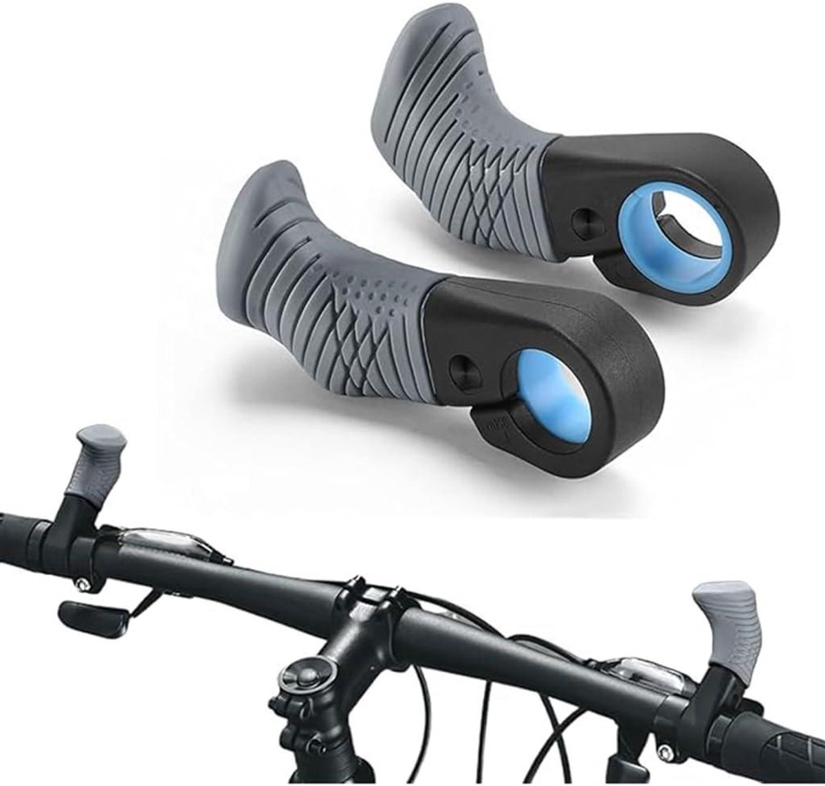 Fiets Handvat Grips - Duim Steun - Comfortabel Fietsen - Ergonomisch Ontwerp - 22.2mm - Zwart
