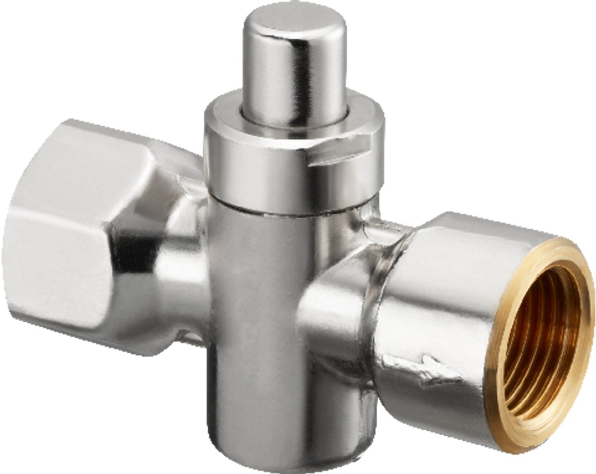 OVENTROP Manometerdrukknopkraan met binnendraad DN 15, G 1/2, PN 25, messing, vernikkeld, 1110504