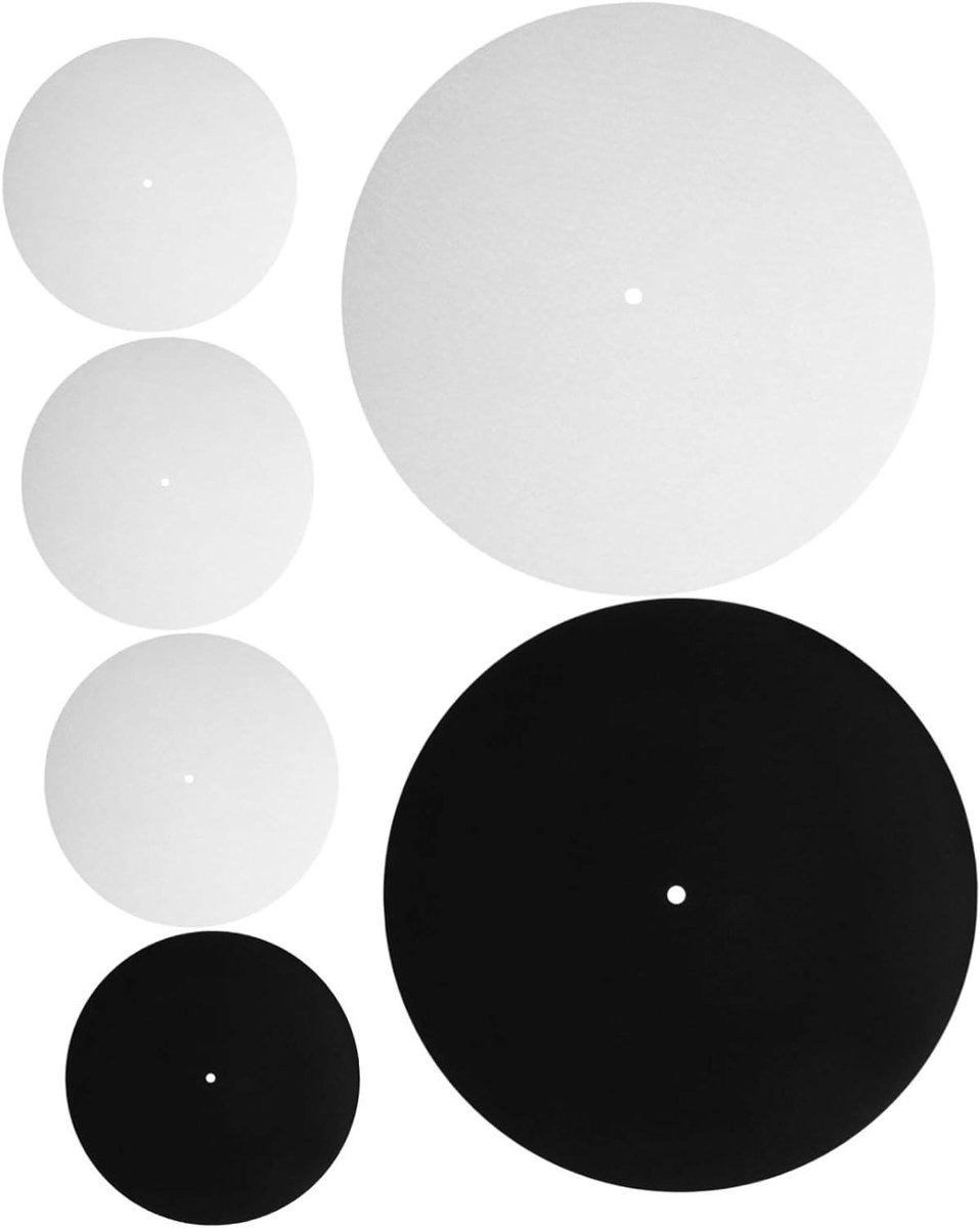 Platenmat Set - Draaitafel Onderleggers - Vinyl Beschermen - Antistatische Kwaliteit - 6 Stuks - Wit Zwart