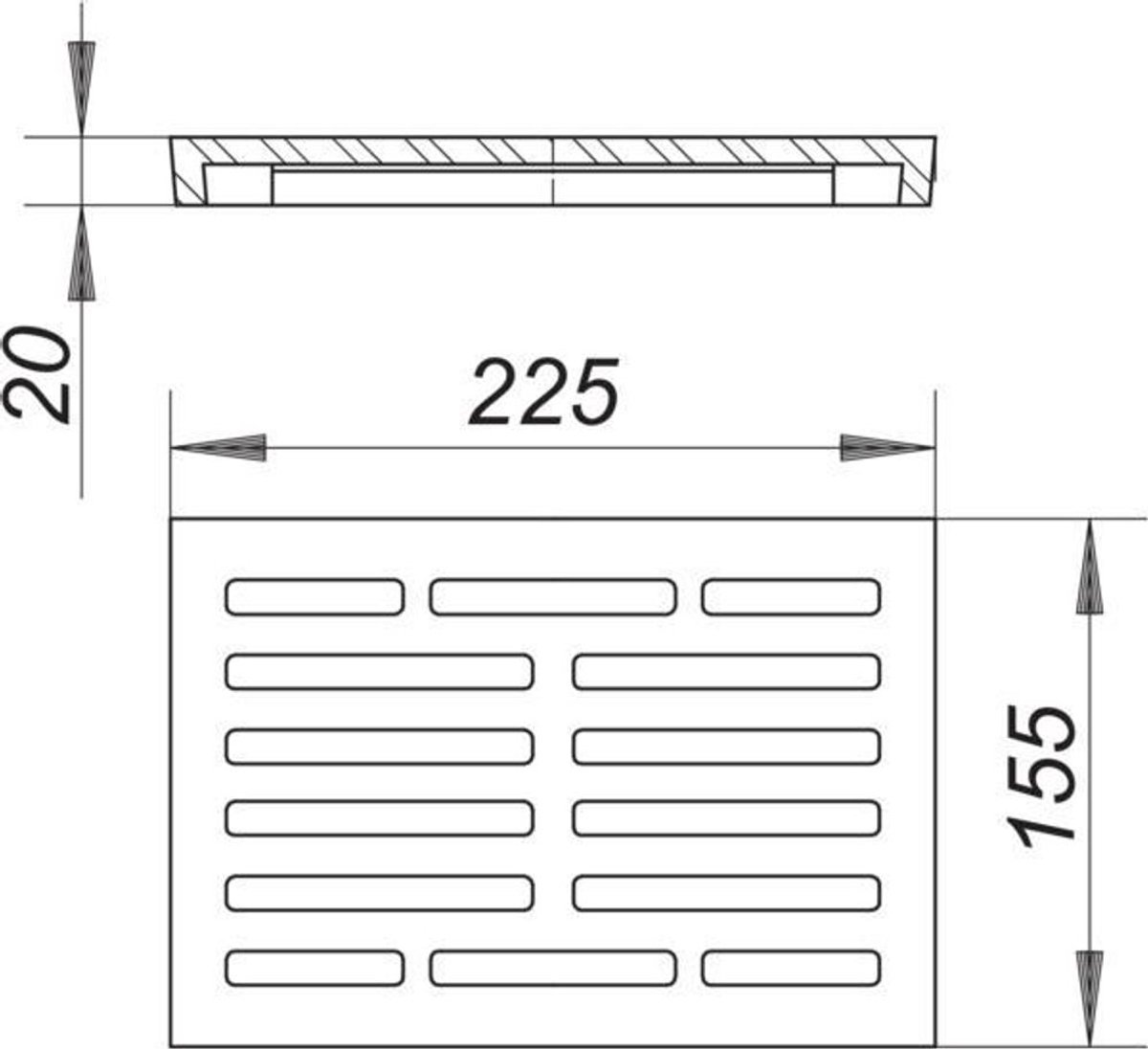 DALLMER Rooster voor Kelderafvoer 71, gietijzer, 225 x 155 mm, 714947