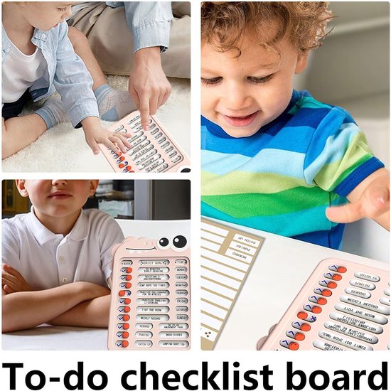 Kinder Routinetabel - Dagelijkse Checklist - Goede Gewoontes Leren - Herbruikbare Schuifregelaar - 23 x 17 cm - Roze — afbeelding 5