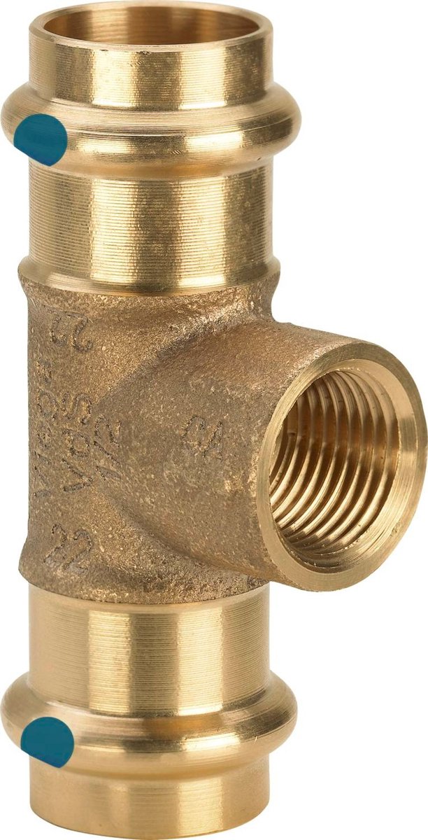 Viega Sanpress LF-T-stuk, d1 15, Rp 1/2, d2 15 roodkoper of siliciumbrons Model 2217.2LF, 430245