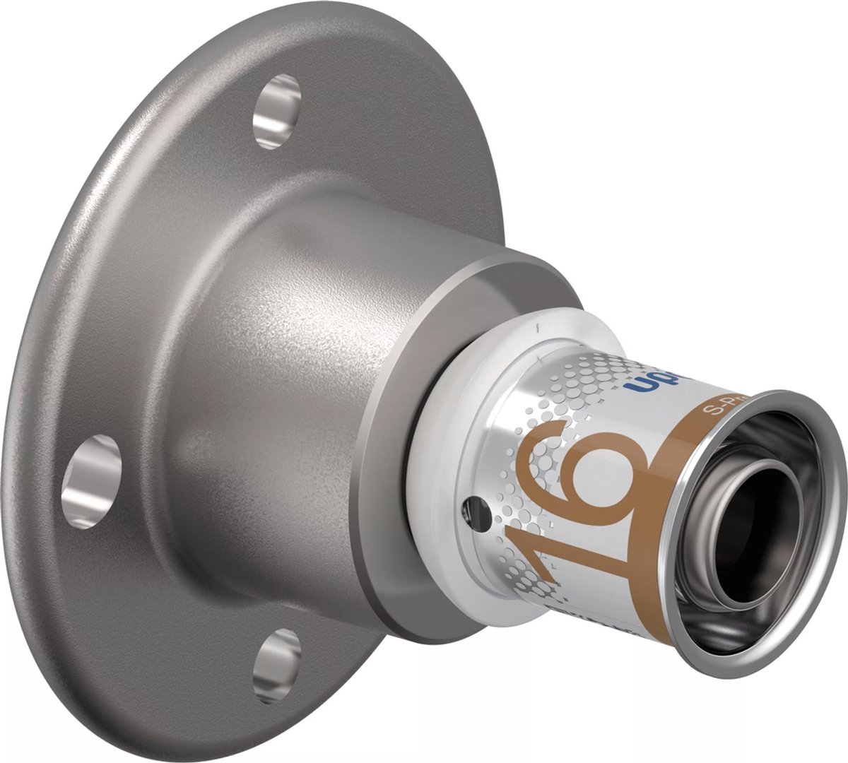Uponor S-Press Smart Aqua muurplaat - met doorvoer 1/2 binnendraad x 16 mm pers