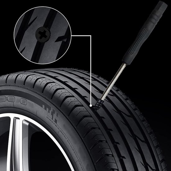 Band Reparatie Set - Lekke Band Herstel - Noodreparatie Onderweg - Metalen & Rubberen Pluggen - 92 mm Lengte - Zilver — afbeelding 2