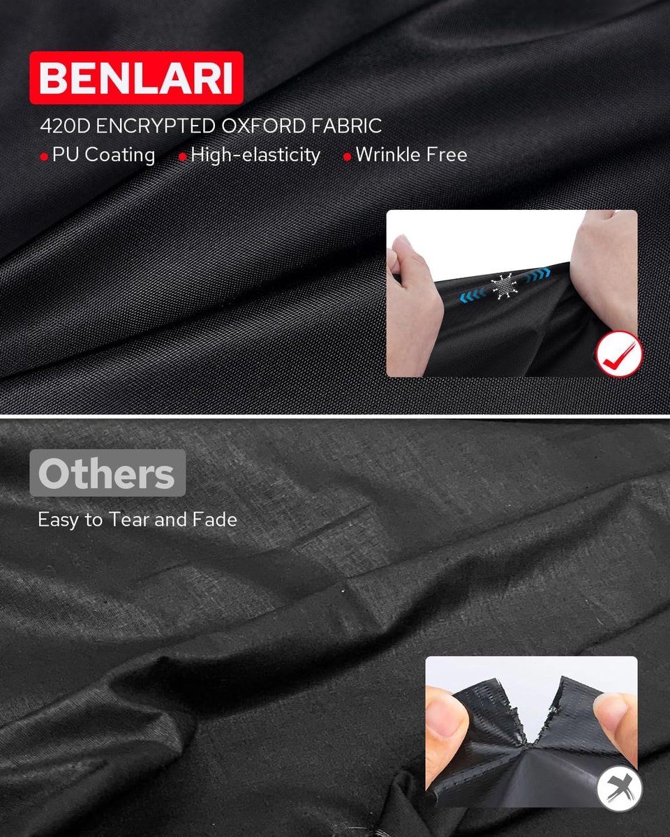 Waterdichte Motorhoes - Motorfiets Cover Beschermhoes - Motor Beschermen - 300D Oxford Stof - 244 x 152 x 102 cm – foto 6