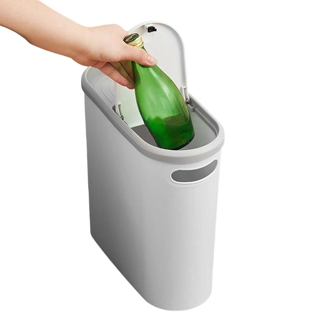 Afvalemmer 10 liter - Prullenbak thuis - Huishoudelijk afval - Drukdeksel bediening - Ovaal ontwerp - Meerkleurig
