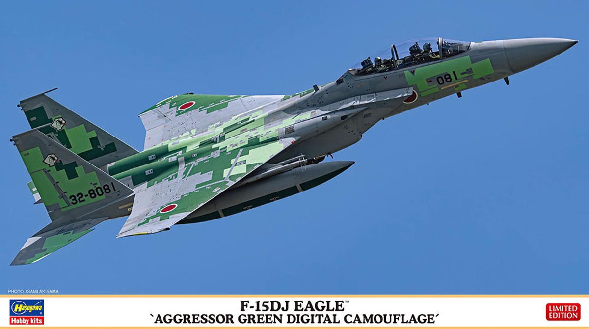 Hasegawa Modelbouwpakket Militaire voertuigen - 02524 McDonnell Douglas F-15DJ Eagle Aggressor Green Digital Camouflage - Japanse Straaljager Plastic - 1:72 - Modelbouw
