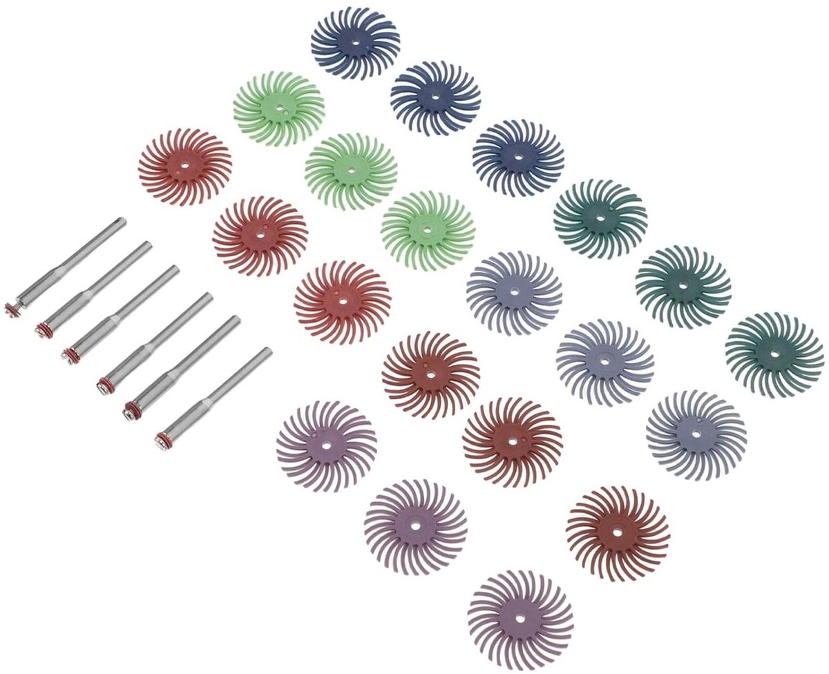 Radiale Borstel Disc - Polijstwiel Set - Metaal Bewerken - Verbeterde Stabiliteit - 21 Delig - Meerkleurig