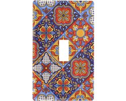Mexicaanse Talavera Keramische Tegel Enkele Toggle Light Switch Cover Decoratieve Wandplaat voor Home Switch 4.5x2.77 inch Italiaanse Etnische Folk Ornament