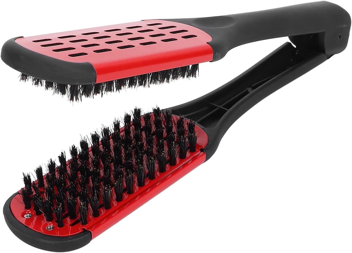 Generic Haarspalkkam Dubbelzijdige Borstelklem voor Haarstyling, Steil Haarkam, Voorkomt Gespleten Haarpunten, Geschikt voor Alle Haarlengtes (rood)