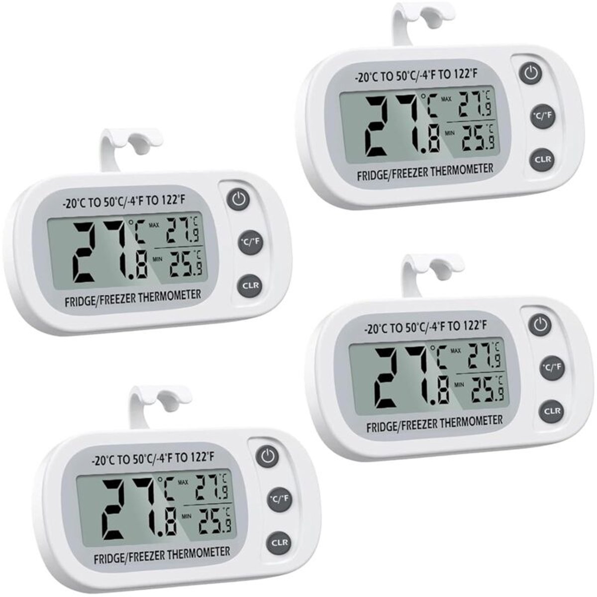 4 digitale koelkastthermometers met lcd-scherm