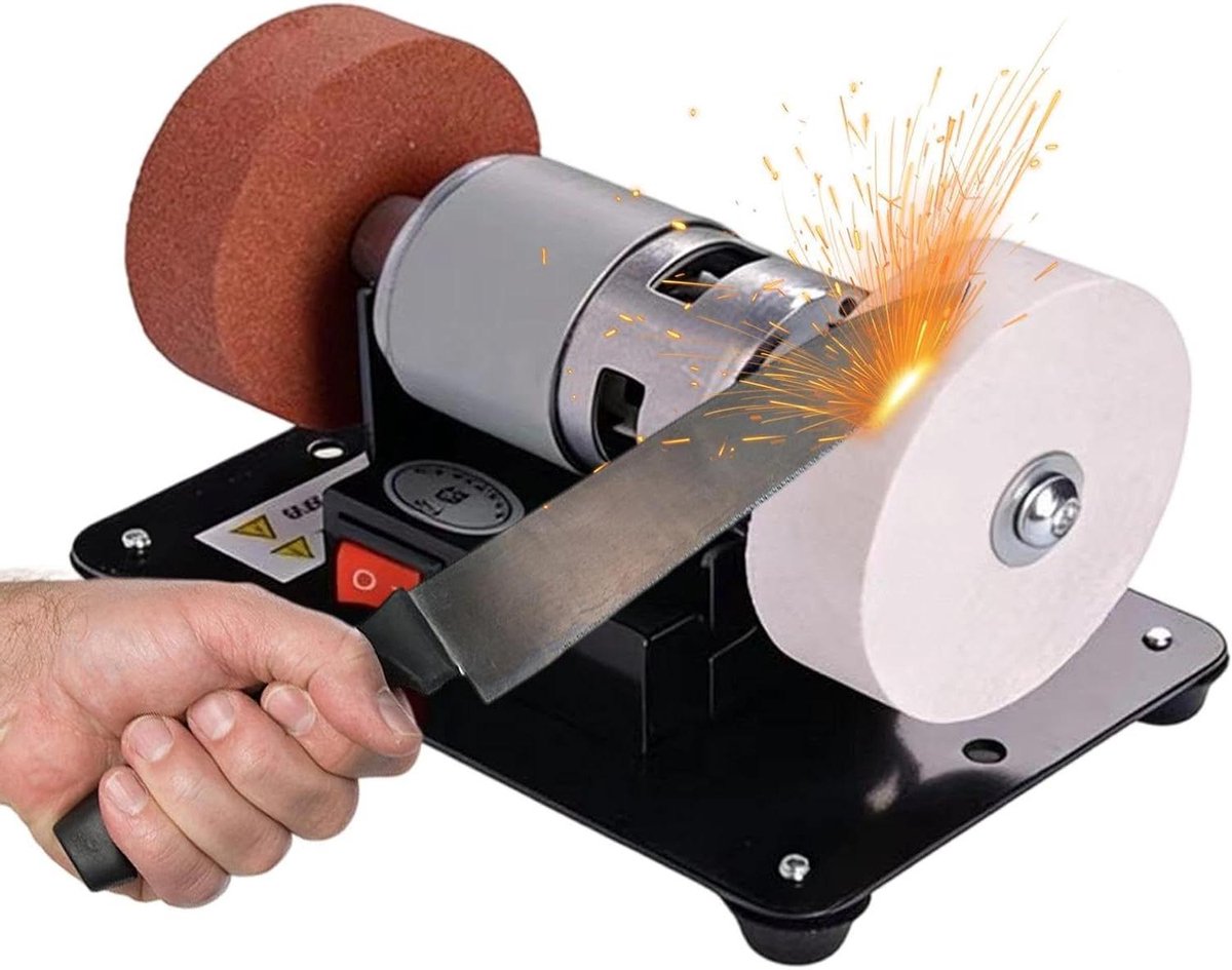 Werkbankslijper Stil - Mini Polijstmachine - Metaal Bewerken - Geluidsarm Ontwerp - 7 cm Wiel - Uniek