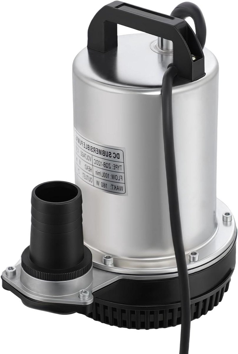 Dompelpomp - Waterpomp elektrisch - Akkerland irrigatie - Krachtige 160W motor - 8m opvoerhoogte - Zilver zwart