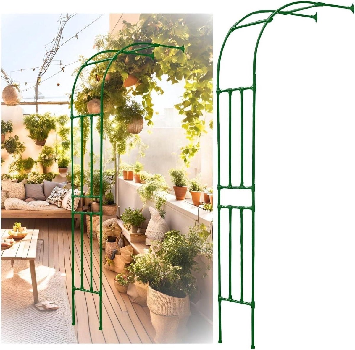 Tuinboog Metaal - Klimplant Ondersteuning - Tuin Decoratie - Stevig Ontwerp - 240 cm Hoog - Zwart