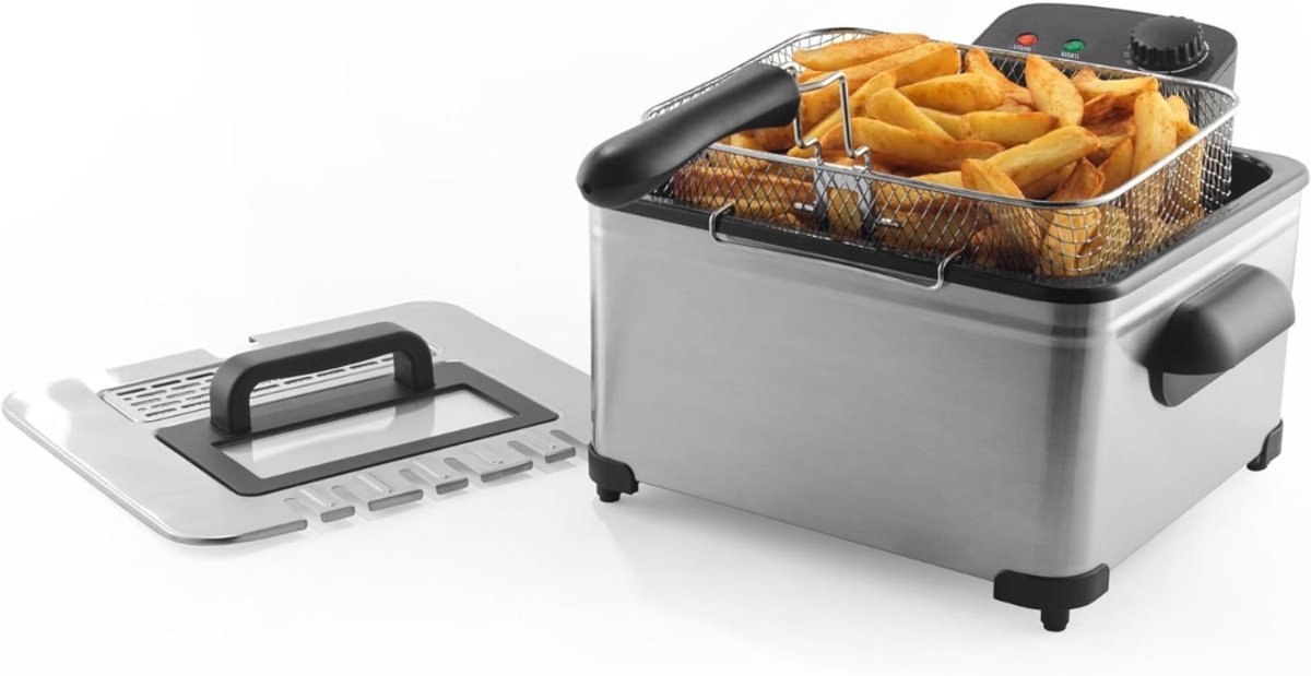 Quvo® Frituurpan - Dubbele Frituurpan - Friteuse - Dubbele Friteuse - Zilver - 36cm x 36cm x 22cm