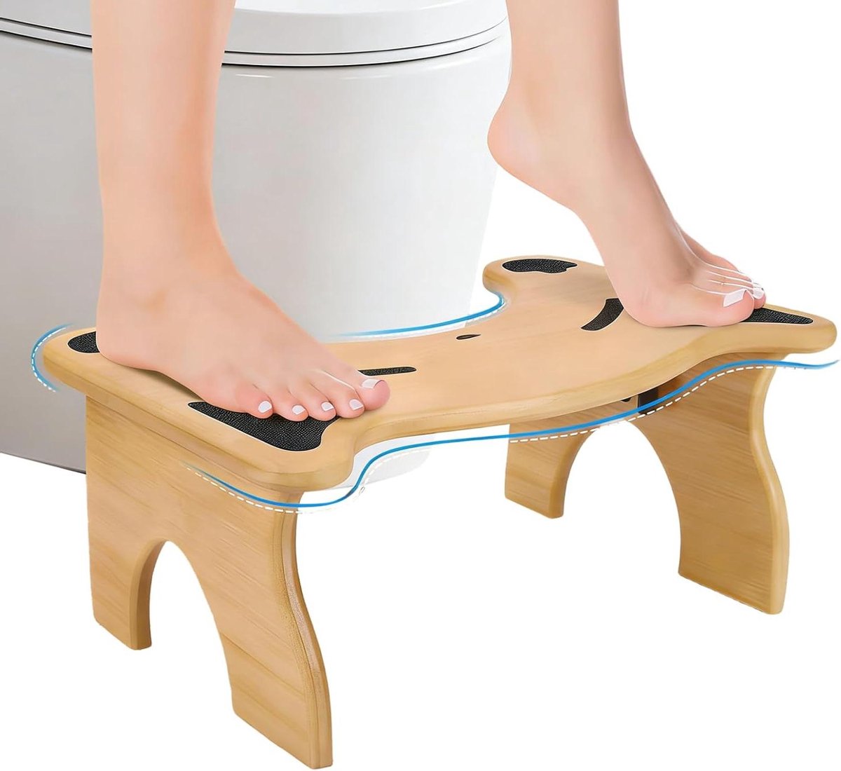 Toiletkruk - Opstapstoel - Comfortabele Houding - Vochtbestendig Natuurlijk Materiaal - 7 inch Hoogte - Houtkleur