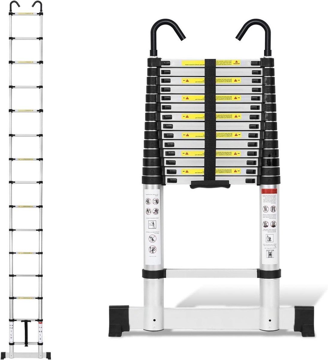 Telescopische Ladder - Uitschuifbare Ladder - Huis Klussen - Stabilisator en Haak - 4.4 Meter - Aluminium