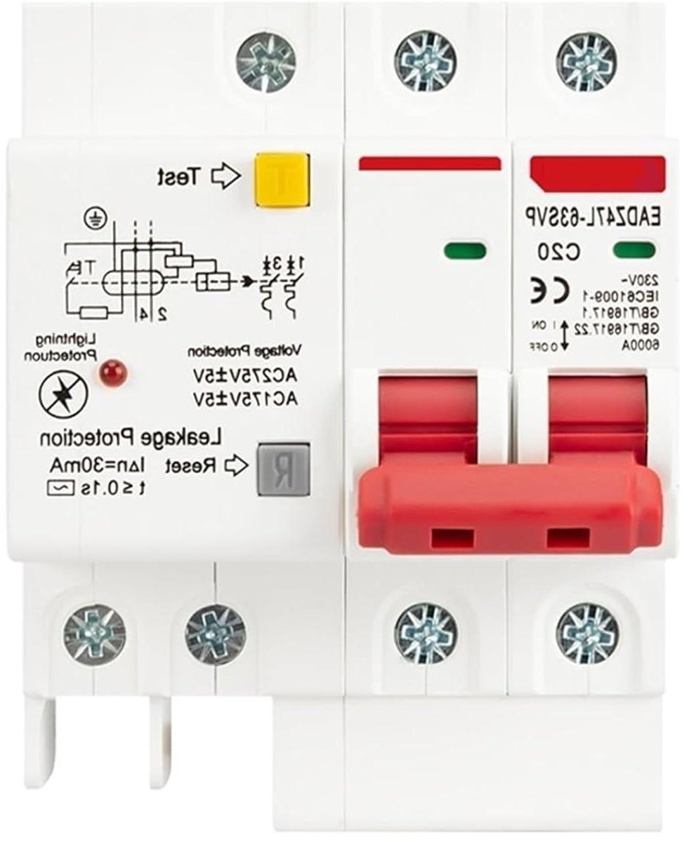 230 V 2P differentiële veiligheidsschakelaar met overspannings- en lekbeveiliging (1 stuk) (10 A)