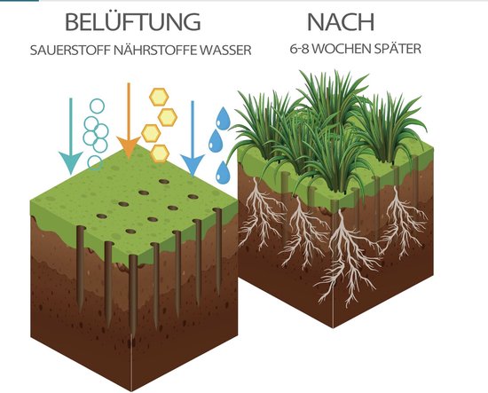 Walensee Gazonbeluchter, spike, metaal, handmatige verticutering, vloerventilatie, gazon met 15 ijzeren spikes, voorgemonteerde gras-beluchter, gereedschap van Merkloos	 — afbeelding 2